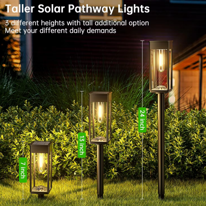 Lampa Solara Retro pentru gradina, infigere in pamant, senzor de lumina, alb cald, 1000 mAh, timp lung de functionare [3]