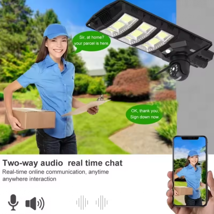 Lampa Solara 2 in 1 cu Camera 4G de Supraveghere Incorporata, Conexiune Cartela Sim, Senzor de Miscare, Infrarosu, Microfon si Difuzor, Rotativa [5]