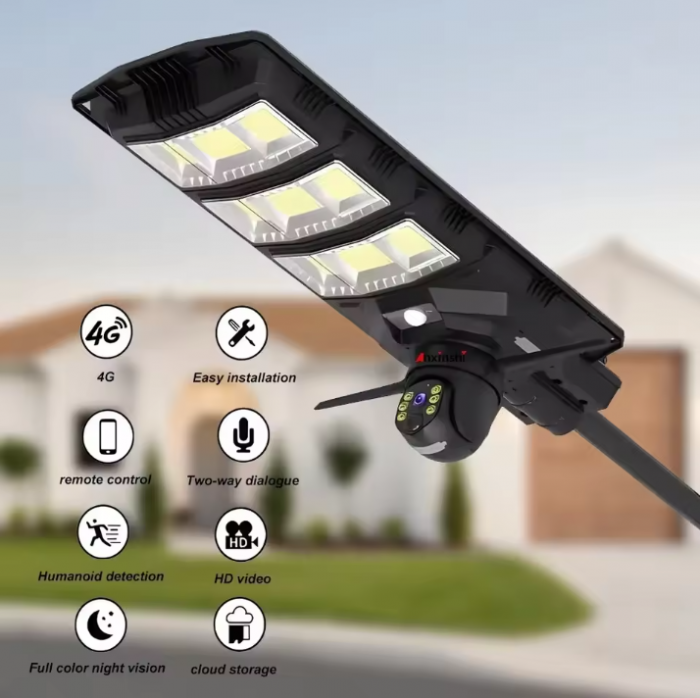 Lampa Solara 2 in 1 cu Camera 4G de Supraveghere Incorporata, Conexiune Cartela Sim, Senzor de Miscare, Infrarosu, Microfon si Difuzor, Rotativa [7]