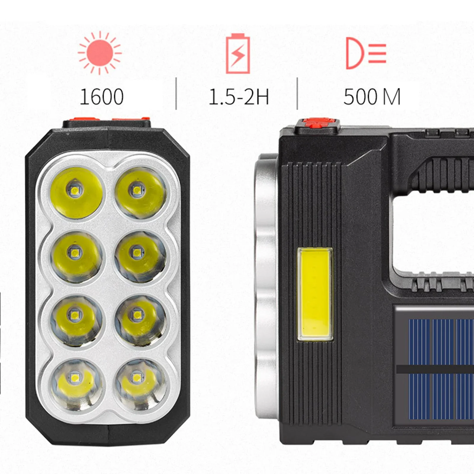 Lanterna cu 8 LED-uri si LED COB incarcare solara si USB [10]