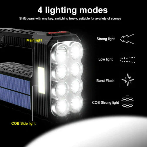 Lanterna cu 8 LED-uri si LED COB incarcare solara si USB [2]