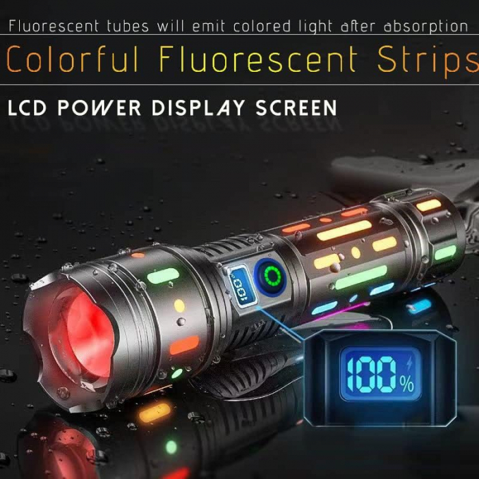 Lanterna Profesionala cu LED, 1000m distanta, Afisaj baterie, Filtre colorate, Led Lateral, Baterie externa, A280 [4]