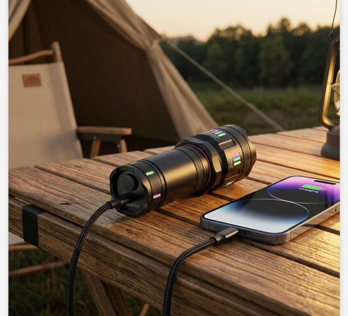 Lanterna puternica 3000M, Functie Baterie Externa, Acumulator 9000 mAh, Incarcare Type-C, Zoom, Lampa de Veghe Incorporata, G37Y [10]