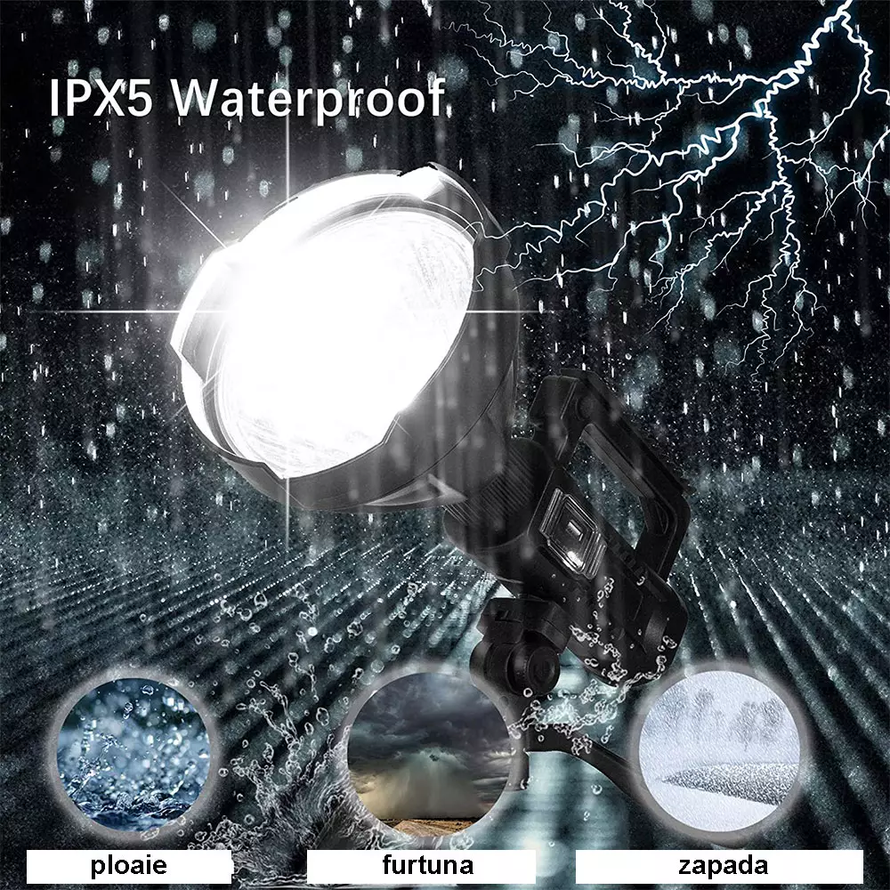 Lanterna puternica, 500 m, cu incarcare USB, si functie PowerBank Baterie Externa, Varianta MARE, trepied CADOU [4]