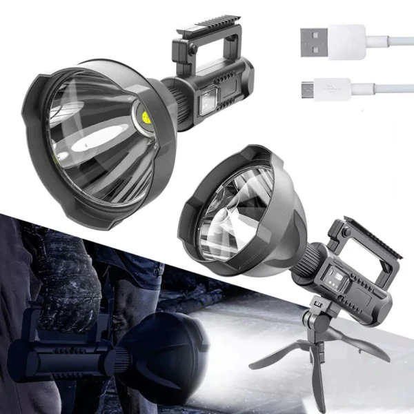 Lanterna puternica, 500 m, cu incarcare USB, si functie PowerBank Baterie Externa, Varianta MARE, trepied CADOU [3]