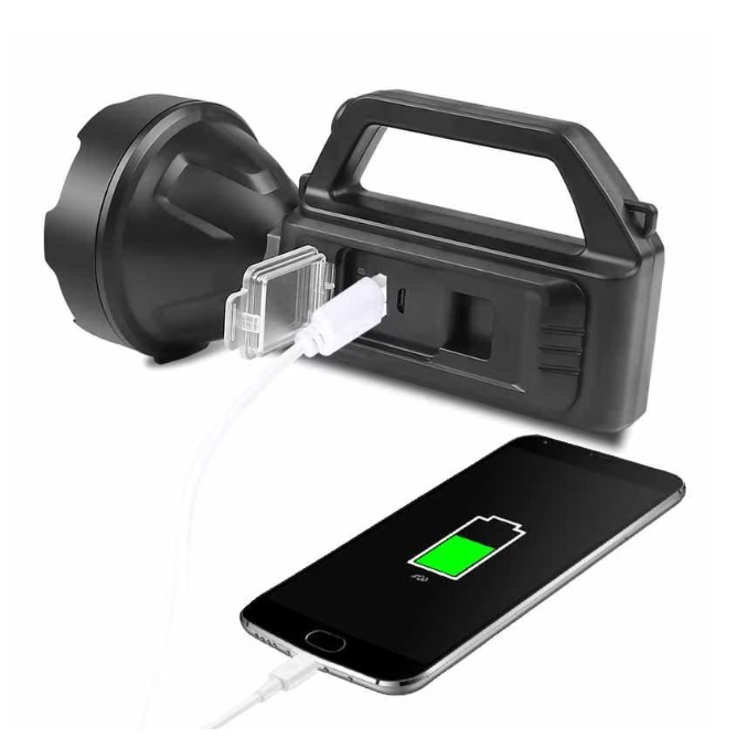 Lanterna Solara puternica 300 m, reincarcabila, functie Baterie Externa, Acumulator Li-Ion, PowerBank USB, LED lateral cu Indicator Baterie [3]
