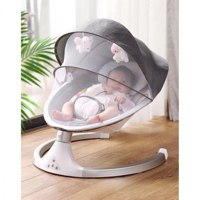 Leagan Balansoar Electric pentru bebe/copii, 5 moduri de unghi de balansare, 2 jucarii cu velcro, suport maxim 9 kg, Control Telecomanda si Telefon [7]