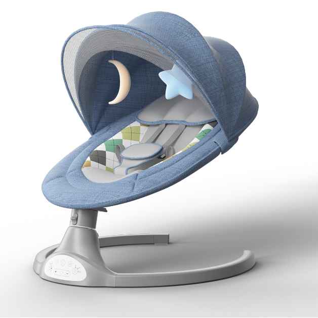 Leagan Balansoar Electric pentru bebe/copii, 5 moduri de unghi de balansare, 2 jucarii cu velcro, suport maxim 9 kg, Control Telecomanda si Telefon [14]