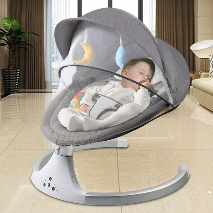 Leagan Balansoar Electric pentru bebe/copii, 5 moduri de unghi de balansare, 2 jucarii cu velcro, suport maxim 9 kg, Control Telecomanda si Telefon [17]