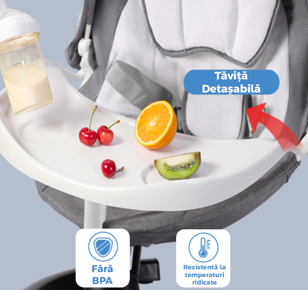 Leagan Balansoar Electric pentru bebe/copii, 5 moduri de unghi de balansare, 2 jucarii cu velcro, suport maxim 9 kg, Control Telecomanda si Telefon [9]