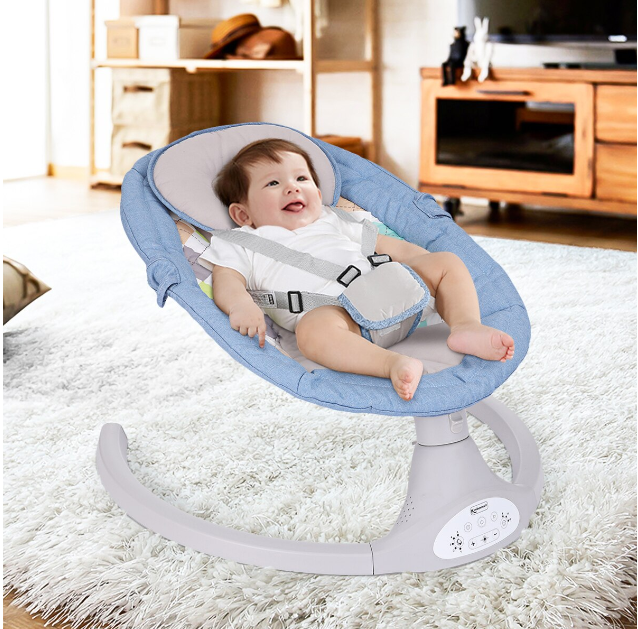 Leagan Balansoar Electric pentru bebe/copii, 5 moduri de unghi de balansare, 2 jucarii cu velcro, suport maxim 9 kg, Control Telecomanda si Telefon [15]