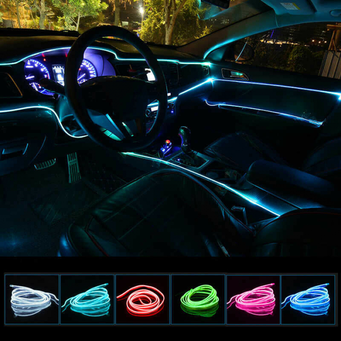 Lumina Ambientala fir Neon auto 2m, alimentare bricheta, Albastru [8]