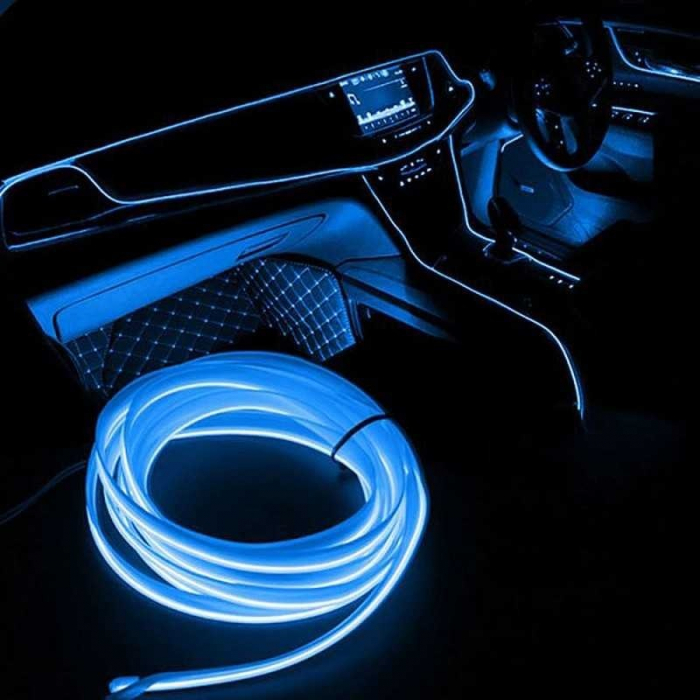 Lumina Ambientala fir Neon auto 2m, alimentare bricheta, Albastru [2]