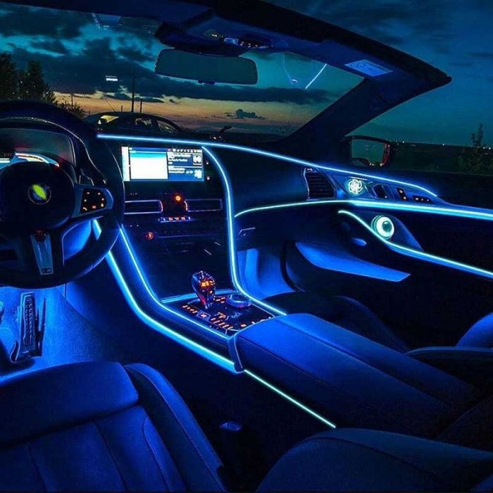 Lumina Ambientala fir Neon auto 2m, alimentare bricheta, Albastru [3]