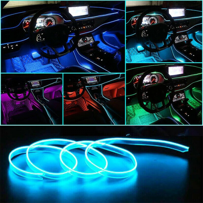 Lumina Ambientala fir Neon auto 2m, alimentare bricheta, Albastru [6]