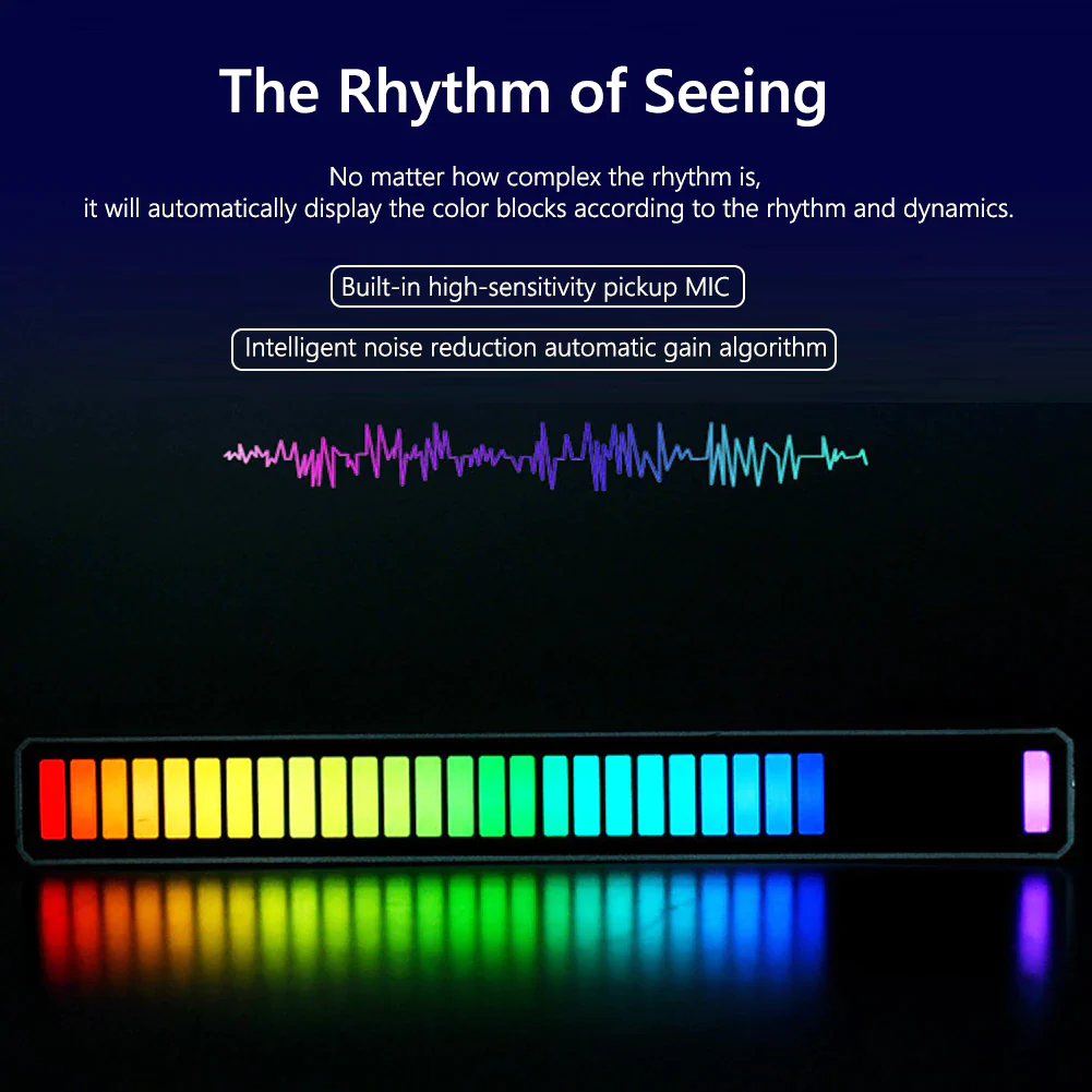 Lumina de ritm RGB, LED Bar RGB cu lumini ambientale si activare sonora, pentru birou [4]