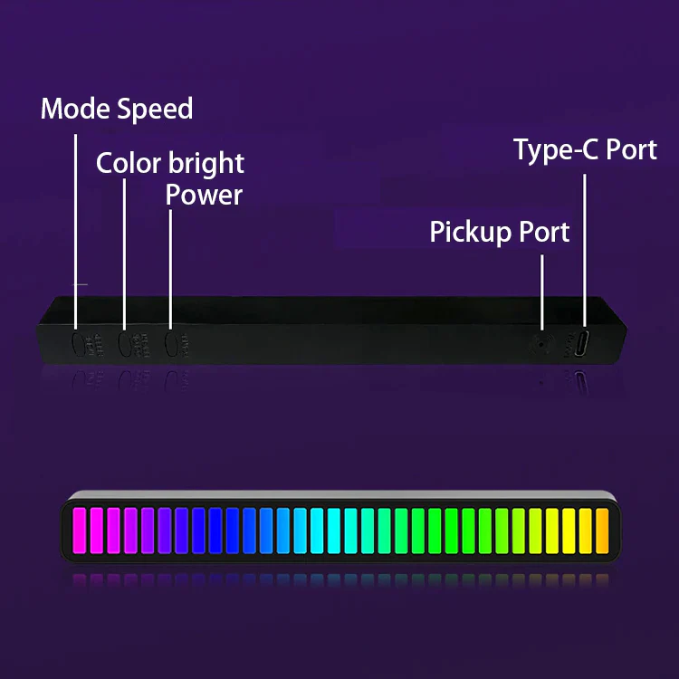 Lumina de ritm RGB, LED Bar RGB cu lumini ambientale si activare sonora, pentru birou [10]