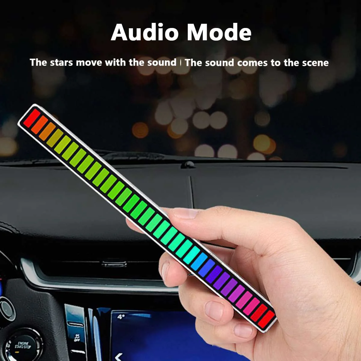 Lumina de ritm RGB, LED Bar RGB cu lumini ambientale si activare sonora, pentru birou [8]
