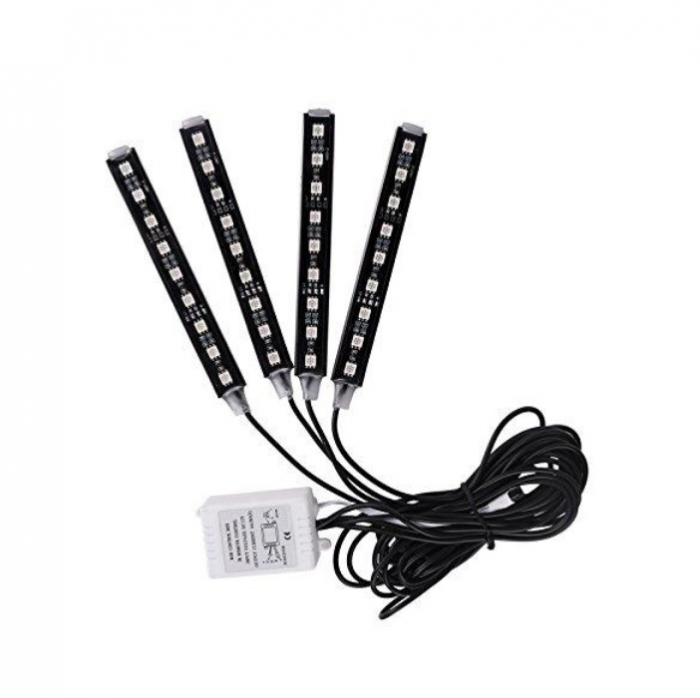 Lumini Ambientale Auto Kit 4 benzi LED RGB interior cu telecomanda [5]