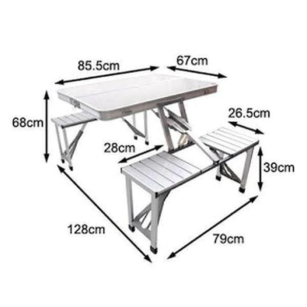 Masa pliabila cu 2 banci picnic tip geamantan din aluminiu [9]