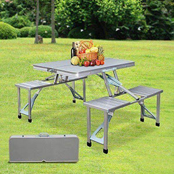 Masa pliabila cu 2 banci picnic tip geamantan din aluminiu [4]