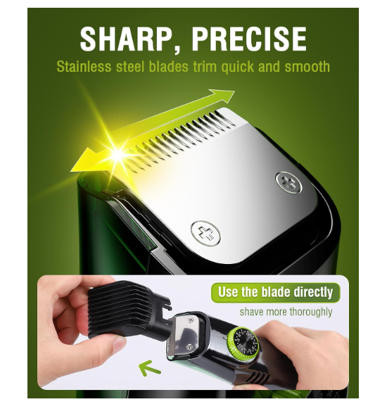 Masina de Tuns Barba, Functie de Aspiratie a Parului, Reglare marime din buton 1-22mm, Autonomie 90 min, Incarcare USB, IPX6 Waterproof [6]