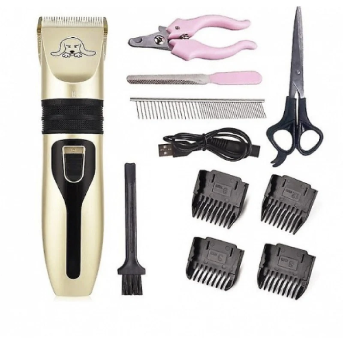 Masina de tuns caini, animale de companie, 5 in 1, Accesorii incluse, 4 Marimi, Foarfeca, cleste unghii, Acumulator inclus [10]