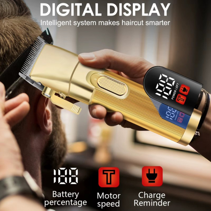 Masina de Tuns Profesionala Gemmy GM8030, Lame Inox, Ecran LCD, USB-C, Acumulator Li-Ion [2]