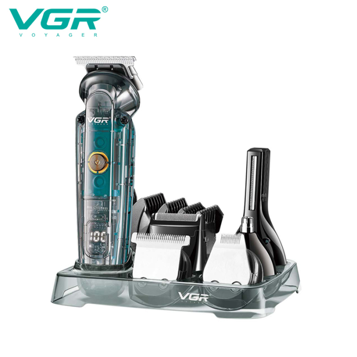 Masina de Tuns VGR 6 in 1 Multifunctionala, Afisaj LED, Autonomie 180 Minute, Design Transparent, 6 Capete, USB-C, IPX6, V-102 [4]