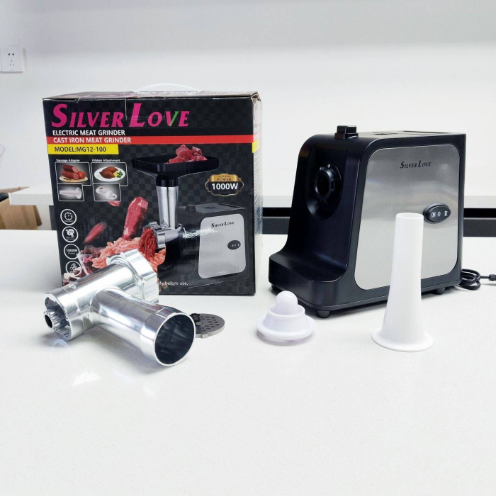 Masina Electrica de Tocat Carne, Putere 1000W, Functie Reverse, Accesorii Carnati si Kebbe, Silver Love [7]