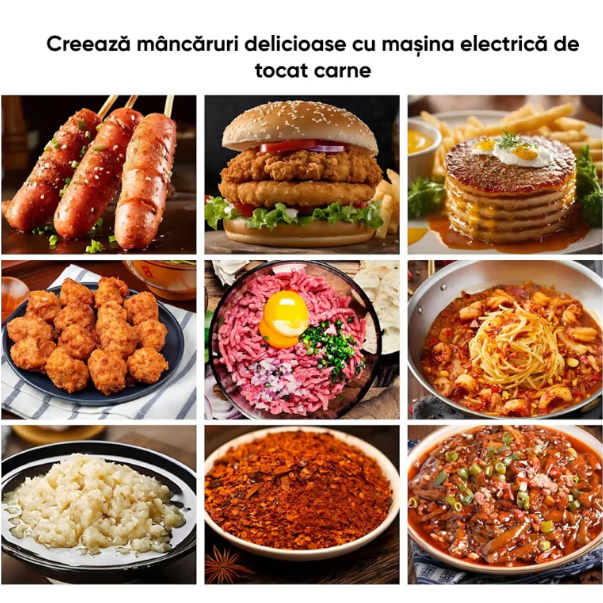 Masina Electrica de Tocat Carne, Putere 1000W, Functie Reverse, Accesorii Carnati si Kebbe, Silver Love [6]