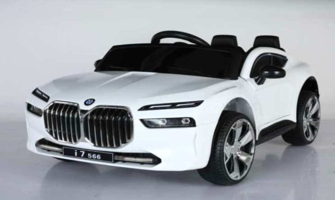 Masinuta electrica BMW I7, pentru copii, 12V, 2 motoare, lumini si sunete, Rosie/Alba/Galbena [8]