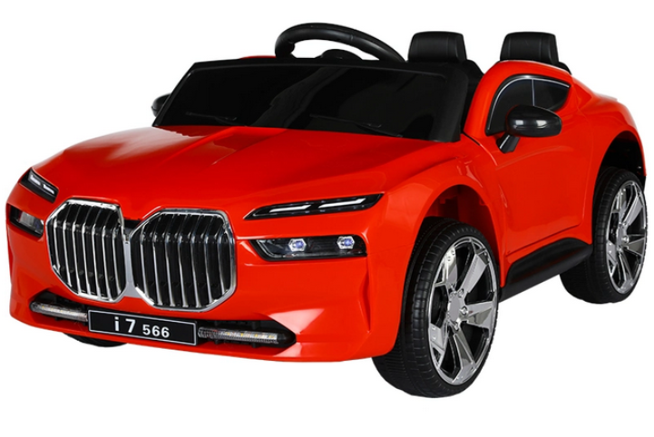Masinuta electrica BMW I7, pentru copii, 12V, 2 motoare, lumini si sunete, Rosie/Alba/Galbena [10]