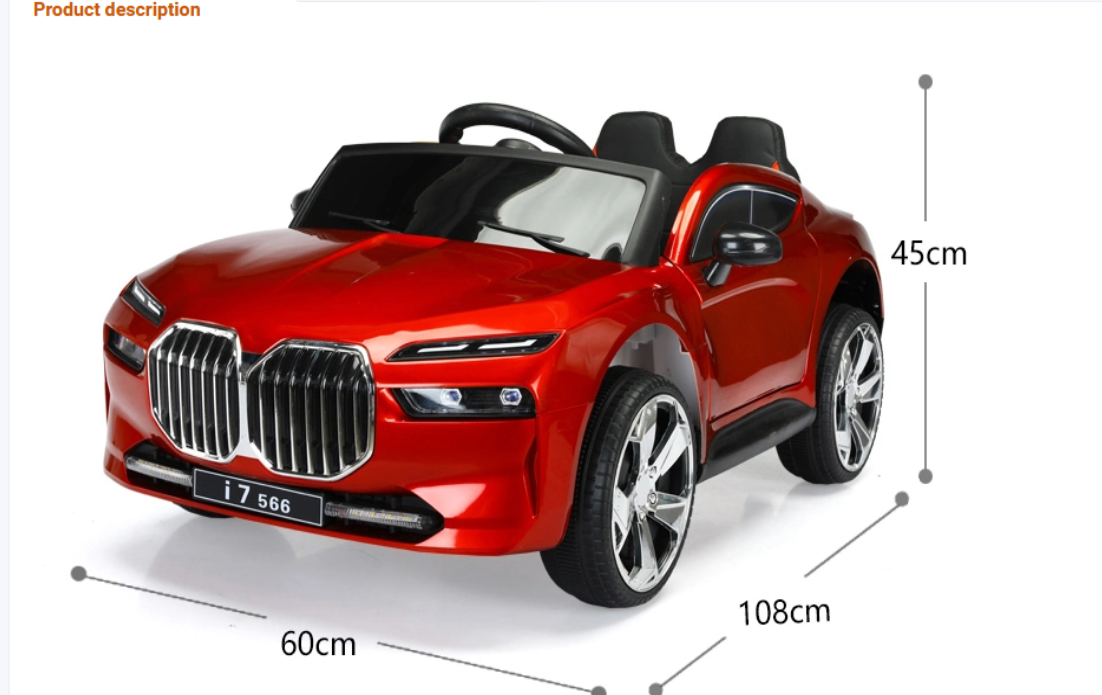 Masinuta electrica BMW I7, pentru copii, 12V, 2 motoare, lumini si sunete, Rosie/Alba/Galbena [6]
