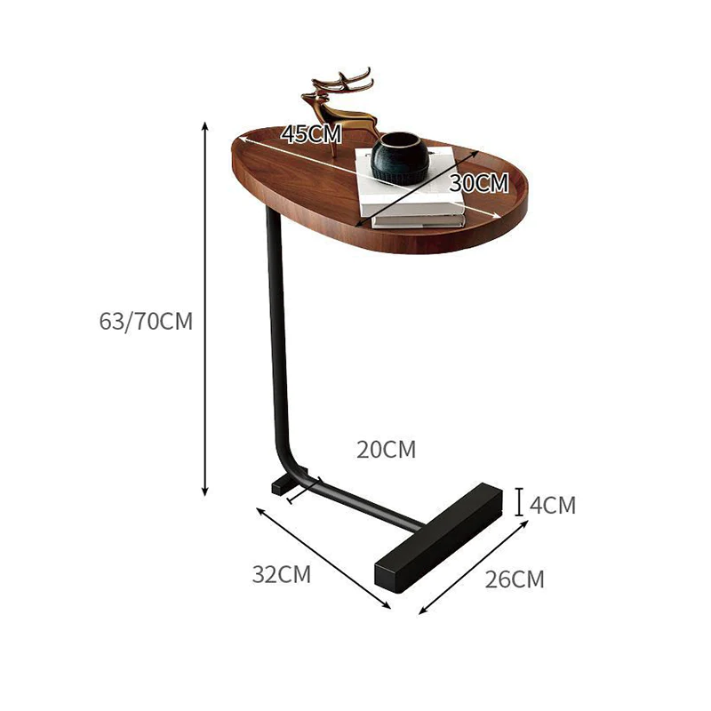 Masuta de cafea design nordic cu picior metalic, maro, 40x30x70cm [8]