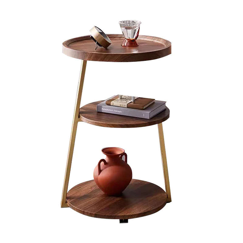 Masuta de cafea pentru living cu 3 polite rotunde, MDF, 62cm, negru/wenge [5]
