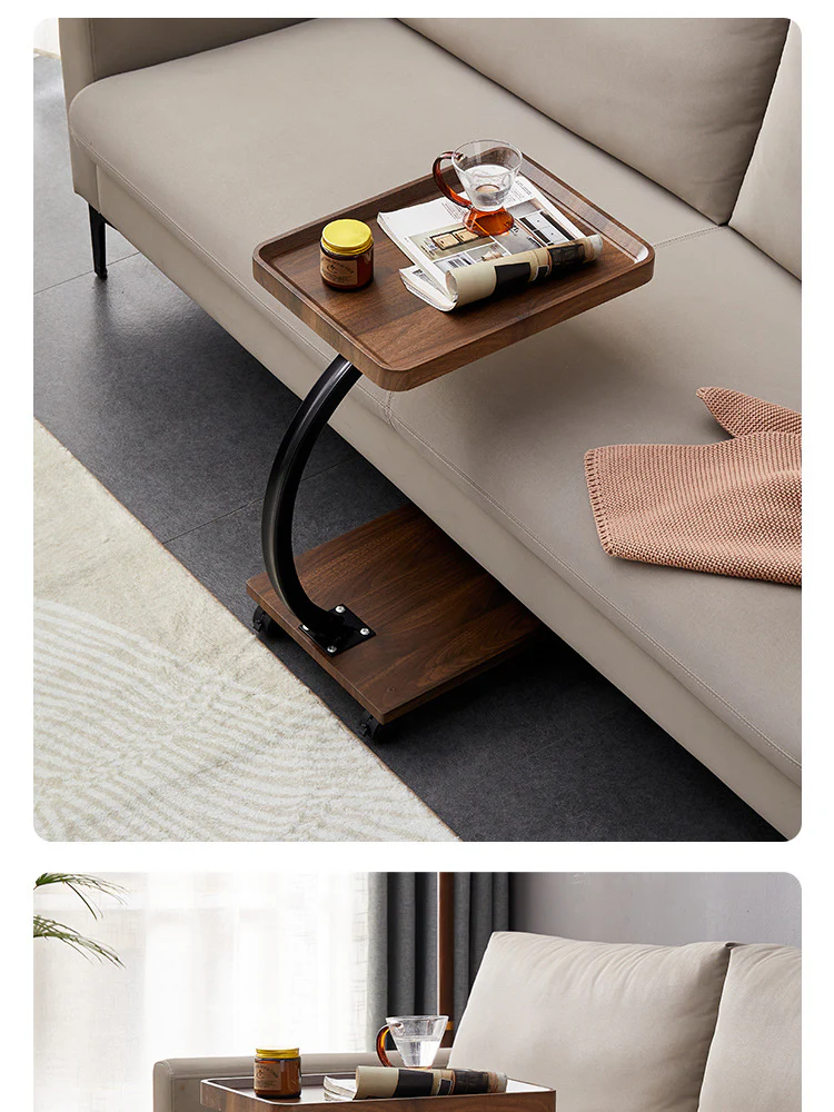 Masuta de cafea pentru living, design nordic, cu 2 niveluri, cu roti 52x34x60cm [5]