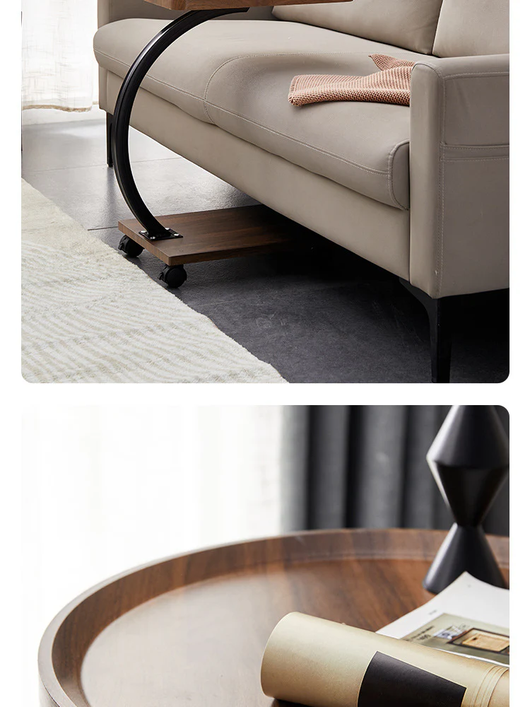 Masuta de cafea pentru living, design nordic, cu 2 niveluri, cu roti 52x34x60cm [6]