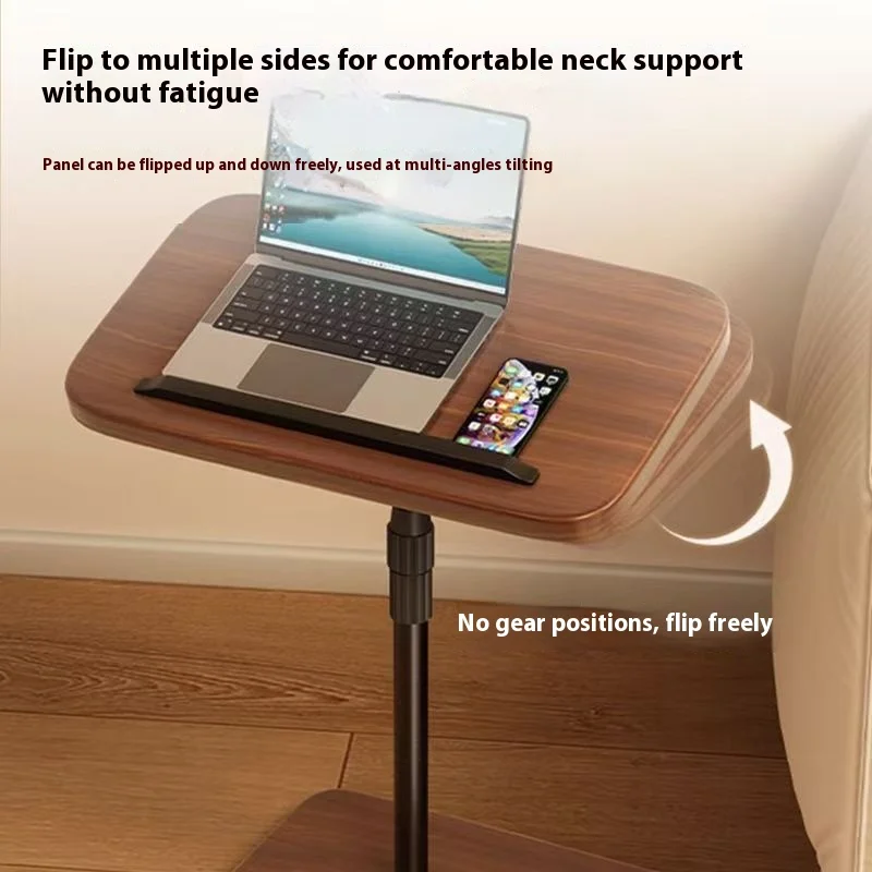 Masuta de Cafea Reglabila pe Inaltime cu Blat Rotativ, Masa Laptop Multifunctionala, MDF, Cadru Metalic Stabil [5]