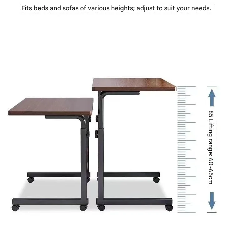 Masuta Laptop Reglabila cu Roti pentru Canapea si Pat, Blat Lemn, Cadru Metalic, Inaltime Ajustabila 68–90 cm [8]