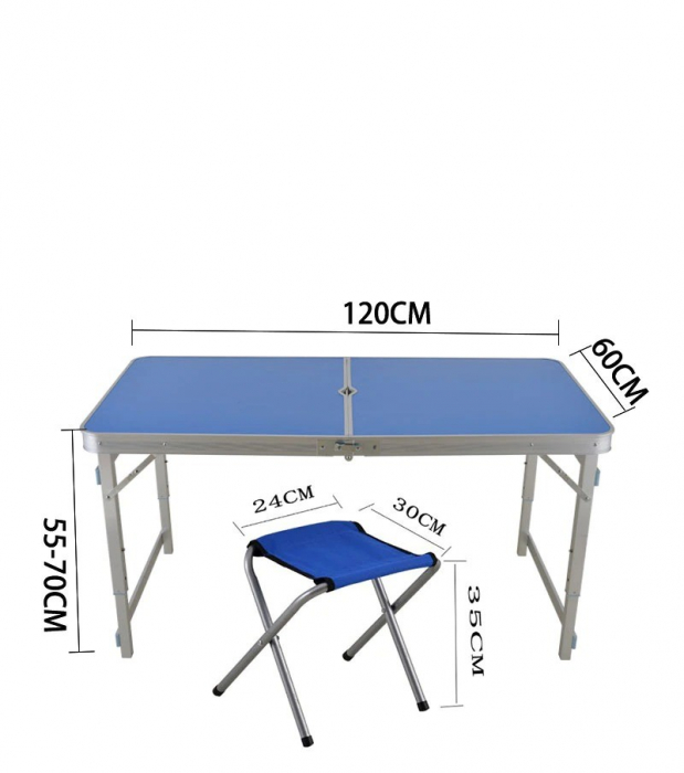 Masuta pliabila din aluminiu 120x60 / 70x50 cm, pentru camping, picnic, pescuit [5]