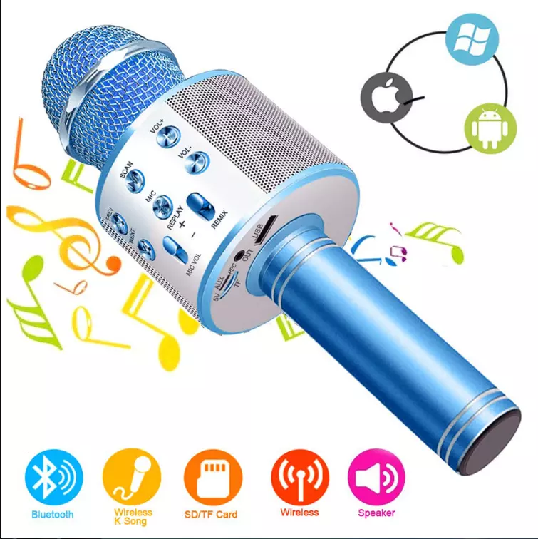 Microfon Karaoke WiFi Radio, Bluetooth, USB, Boxa cu LED [3]