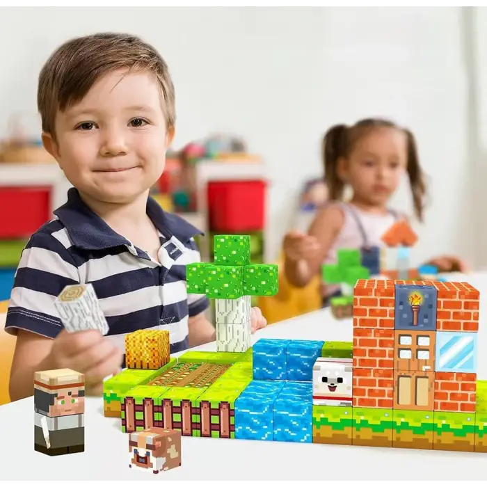 Minecube Inteligent Cuburi Magnetice De Constructie Craft, Casa, 64 Buc [6]