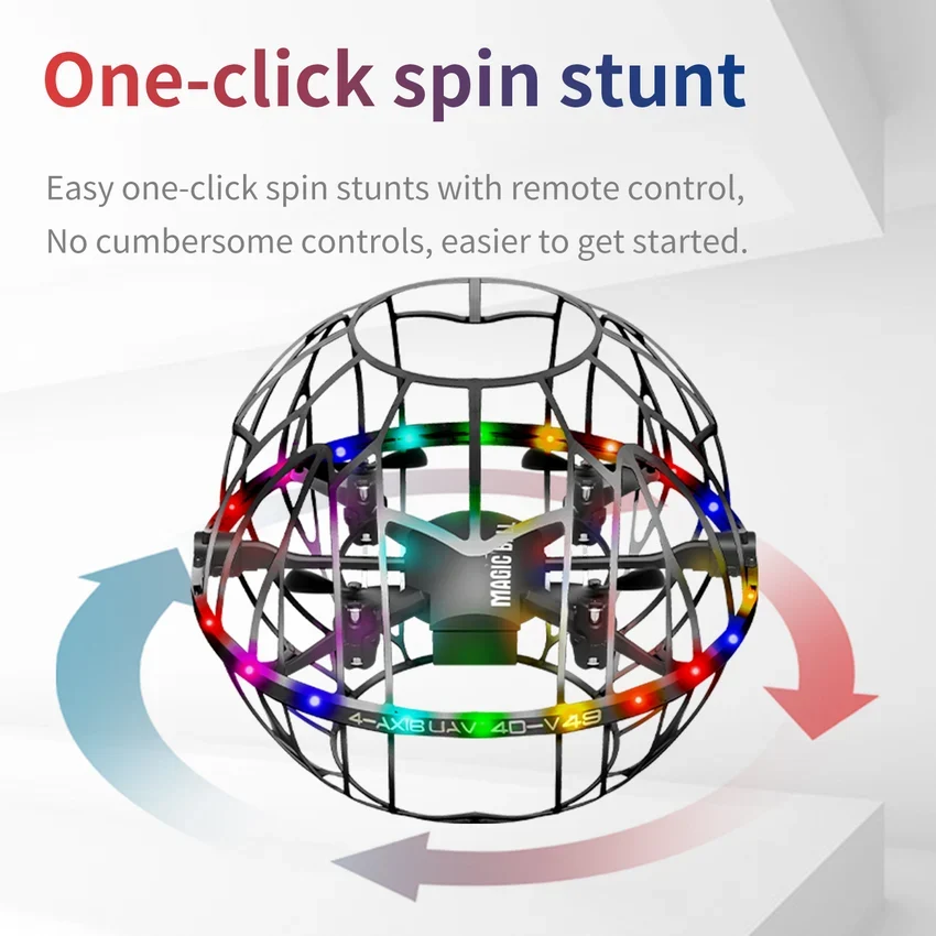 Minge Zburatoare Interactiva cu LED Multicolor, Drona OZN cu Senzori Infrarosu, Control Telecomanda, Rotire 360°, Incărcare USB [3]