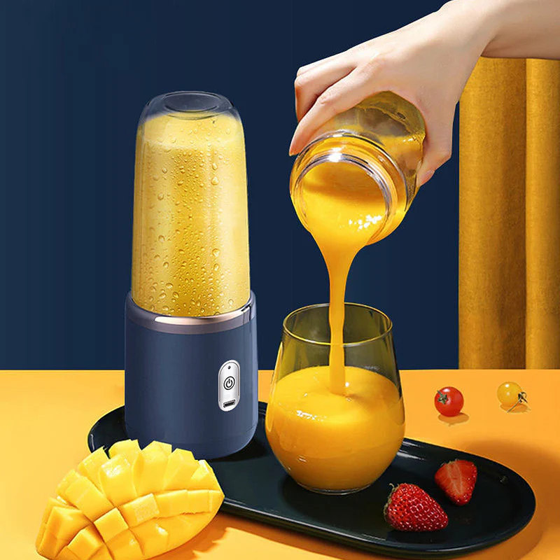 Mini Blender Portabil Electric, Cu Acumulator, 2 Recipiente, 6 Lame 3D, 300 ml, 40W, Capac Inclus [4]
