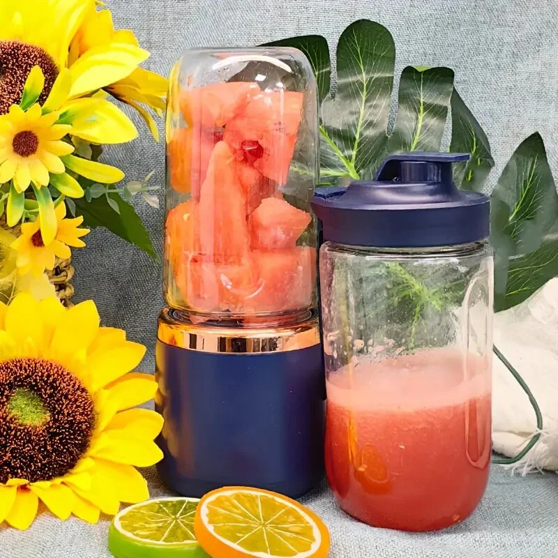 Mini Blender Portabil Electric, Cu Acumulator, 2 Recipiente, 6 Lame 3D, 300 ml, 40W, Capac Inclus [14]