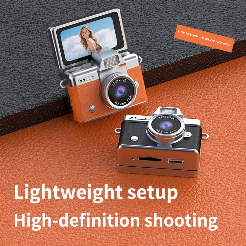 Mini Camera Foto Digitala Retro, Foto si Video Full HD, Ecran Flip 180°, Blitz Integrat, Ultra Portabila [13]