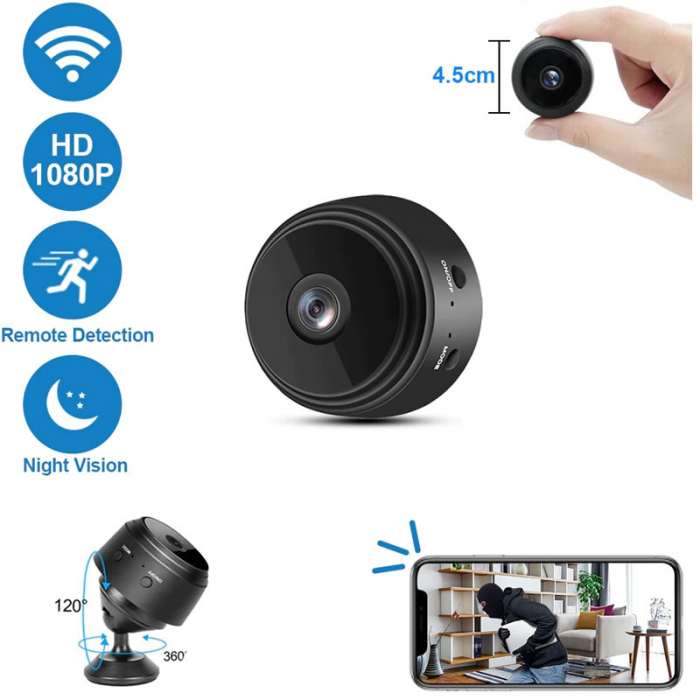 Mini Camera Supraveghere, WiFi, 1080p, Full HD, Suport magnetic [2]