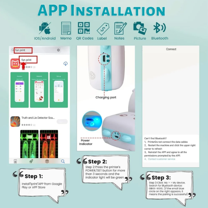 Mini Imprimanta Termica Portabila Bluetooth, Imprimare APP, 1200 mAh, IOS si Android, 5 role incluse [6]