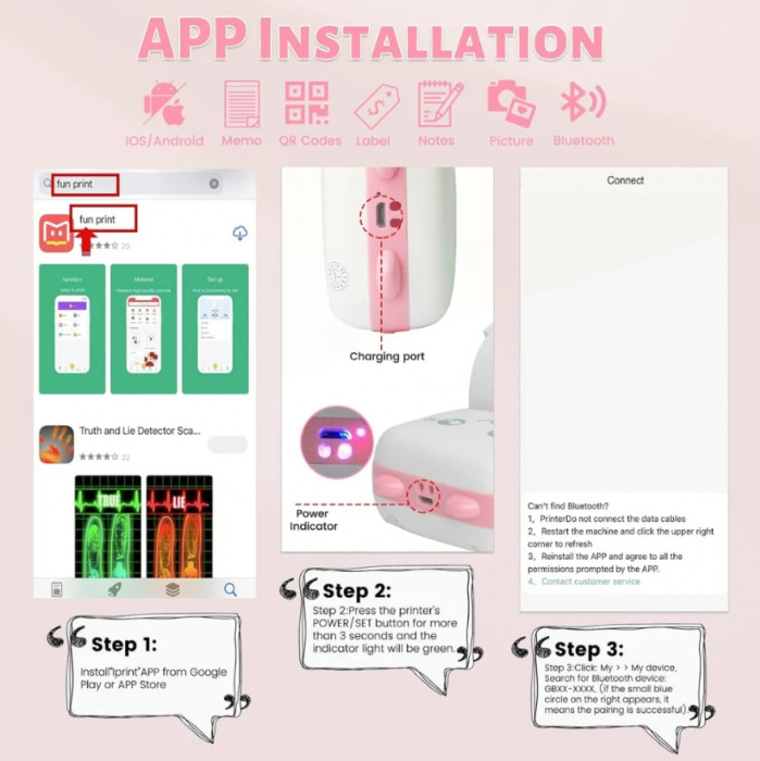 Mini Imprimanta Termica Portabila Bluetooth, Imprimare APP, 1200 mAh, IOS si Android, 5 role incluse [7]